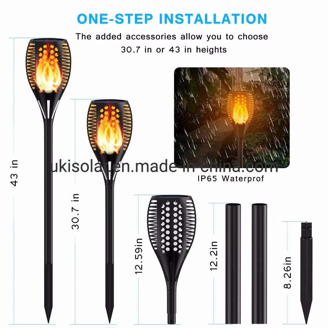 Upgraded Solar Lights 96 LED 42.9 Inch, Waterproof Flickering Flames Torches Lights Outdoor Solar Spotlights Landscape Lighting Dusk to Dawn Auto on/off