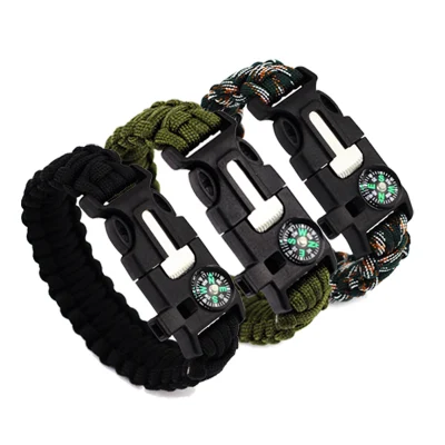 Bracelets de cordon d'auto-sauvetage d'activité boussole survie Camping voyage Bracelet hommes outils professionnels